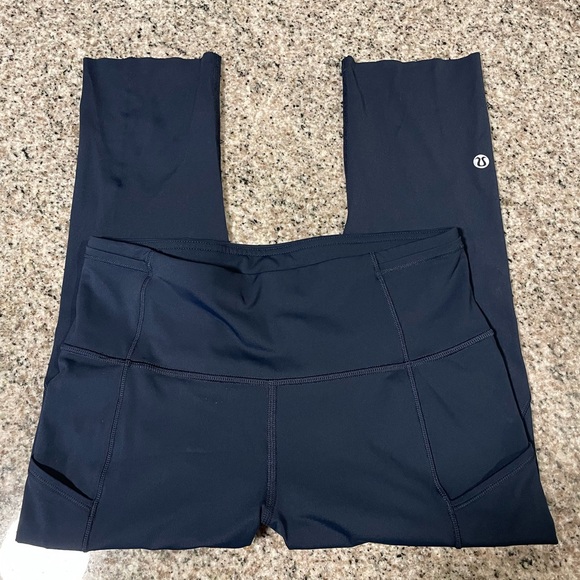 EUC Lululemon Fast & Free Crop ll *Nulux 19” Navy Blue - Picture 6 of 11